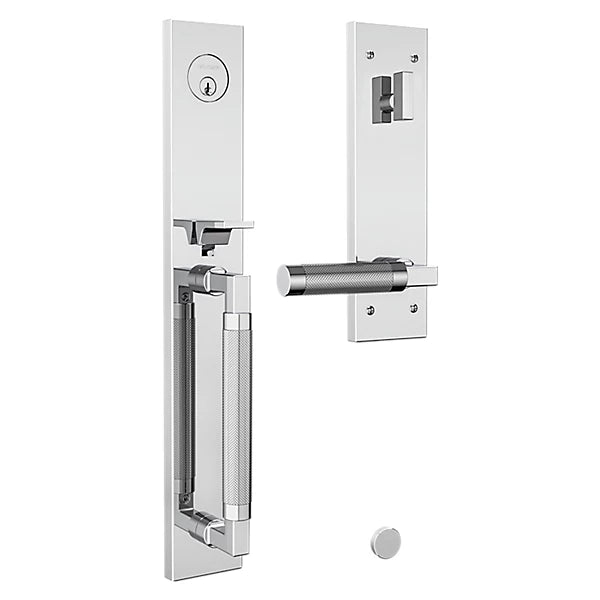 Baldwin - Estate Collection - Tubular Entry Handlesets - Gramercy Knurled Full Escutcheon Emergency Egress Handleset w/ L030 Gramercy Knurled Lever