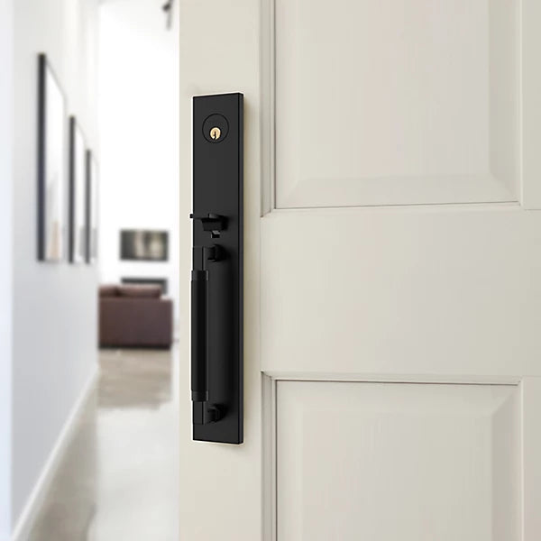 Baldwin - Estate Collection - Tubular Entry Handlesets - Gramercy Knurled Full Escutcheon Emergency Egress Handleset w/ L030 Gramercy Knurled Lever