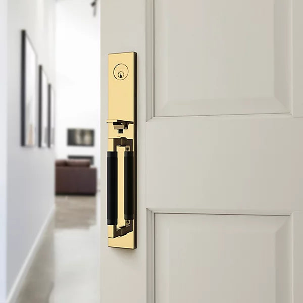 Baldwin - Estate Collection - Tubular Entry Handlesets - Gramercy Knurled Full Escutcheon Emergency Egress Handleset w/ L030 Gramercy Knurled Lever