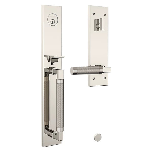 Baldwin - Estate Collection - Tubular Entry Handlesets - Gramercy Knurled Full Escutcheon Emergency Egress Handleset w/ L030 Gramercy Knurled Lever