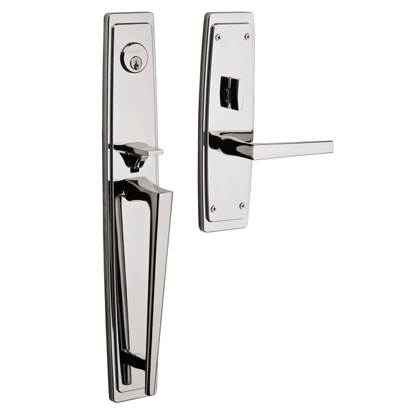 Baldwin - Estate Collection - Tubular Entry Handlesets - Palm Springs Full Escutcheon Emergency Egress Handleset w/ L024 Palm Springs Lever