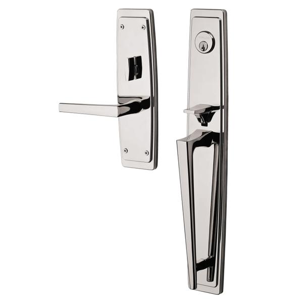 Baldwin - Estate Collection - Tubular Entry Handlesets - Palm Springs Full Escutcheon Emergency Egress Handleset w/ L024 Palm Springs Lever