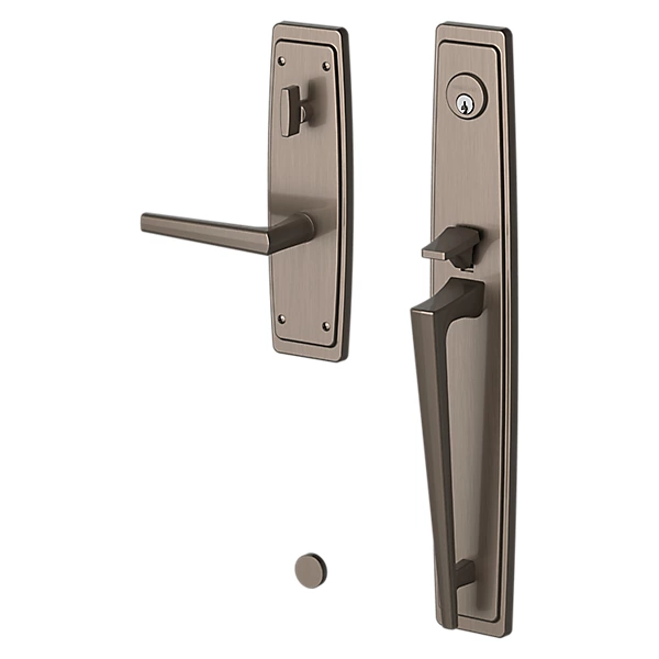Baldwin - Estate Collection - Tubular Entry Handlesets - Palm Springs Full Escutcheon Emergency Egress Handleset w/ L024 Palm Springs Lever