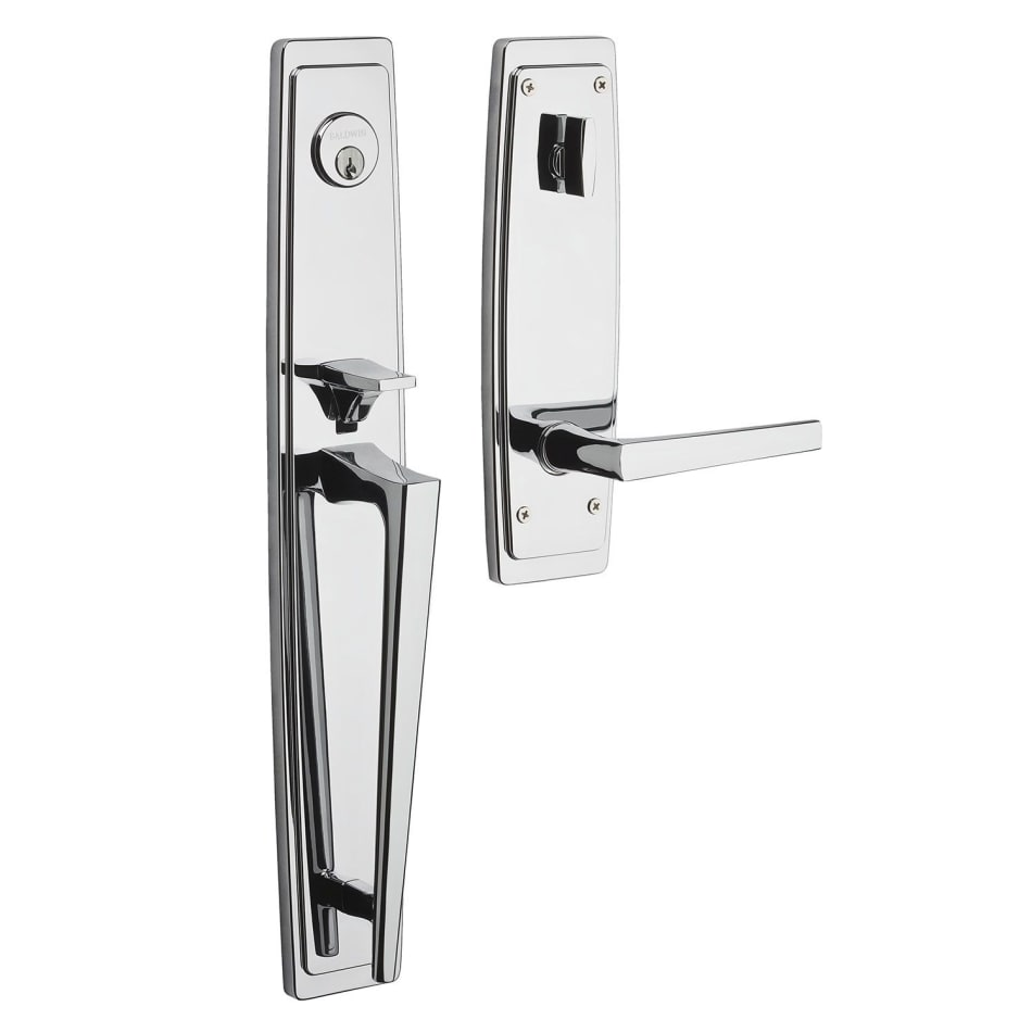 Baldwin - Estate Collection - Tubular Entry Handlesets - Palm Springs Full Escutcheon Emergency Egress Handleset w/ L024 Palm Springs Lever