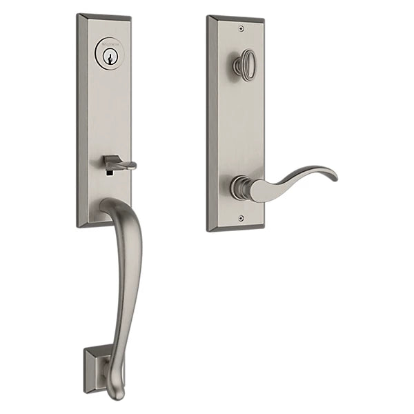 Baldwin - Reserve Collection - Tubular Entry Handlesets - Del Mar 3/4 Escutcheon Emergency Egress Handleset w/ Curve Lever & Square Bevel Rose