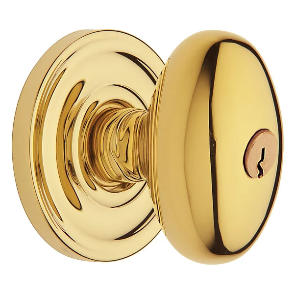Baldwin - Estate Collection - Keyed Knobs & Levers - 5225 Egg Keyed Door Knob w/ Classic Rose (Pre-Configured)