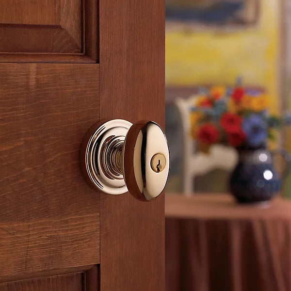 Baldwin - Estate Collection - Keyed Knobs & Levers - 5225 Egg Keyed Door Knob w/ Classic Rose (Pre-Configured)