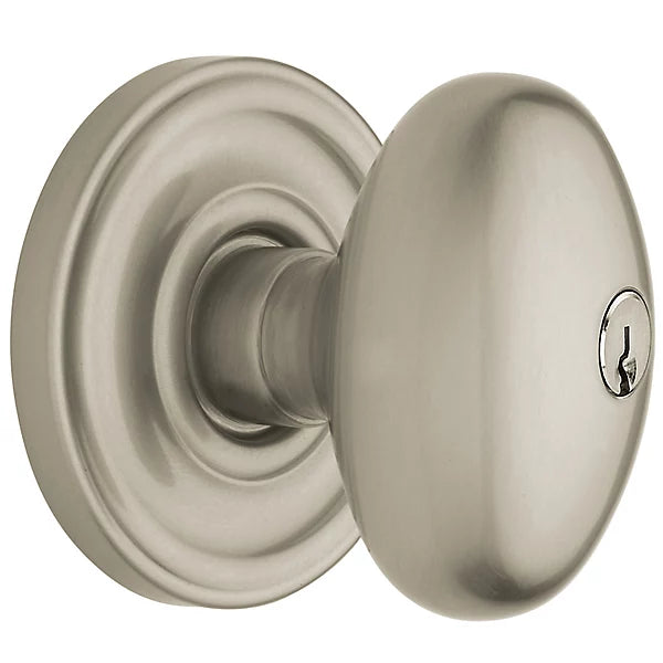 Baldwin - Estate Collection - Keyed Knobs & Levers - 5225 Egg Keyed Door Knob w/ Classic Rose (Pre-Configured)