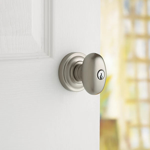 Baldwin - Estate Collection - Keyed Knobs & Levers - 5225 Egg Keyed Door Knob w/ Classic Rose (Pre-Configured)
