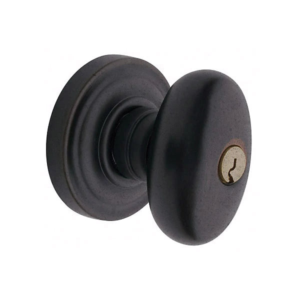Baldwin - Estate Collection - Keyed Knobs & Levers - 5225 Egg Keyed Door Knob w/ Classic Rose (Pre-Configured)