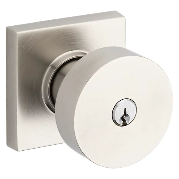 Baldwin - Estate Collection - Keyed Knobs & Levers - 5250 Minneapolis Keyed Door Knob w/ Square Rose (Pre-Configured)
