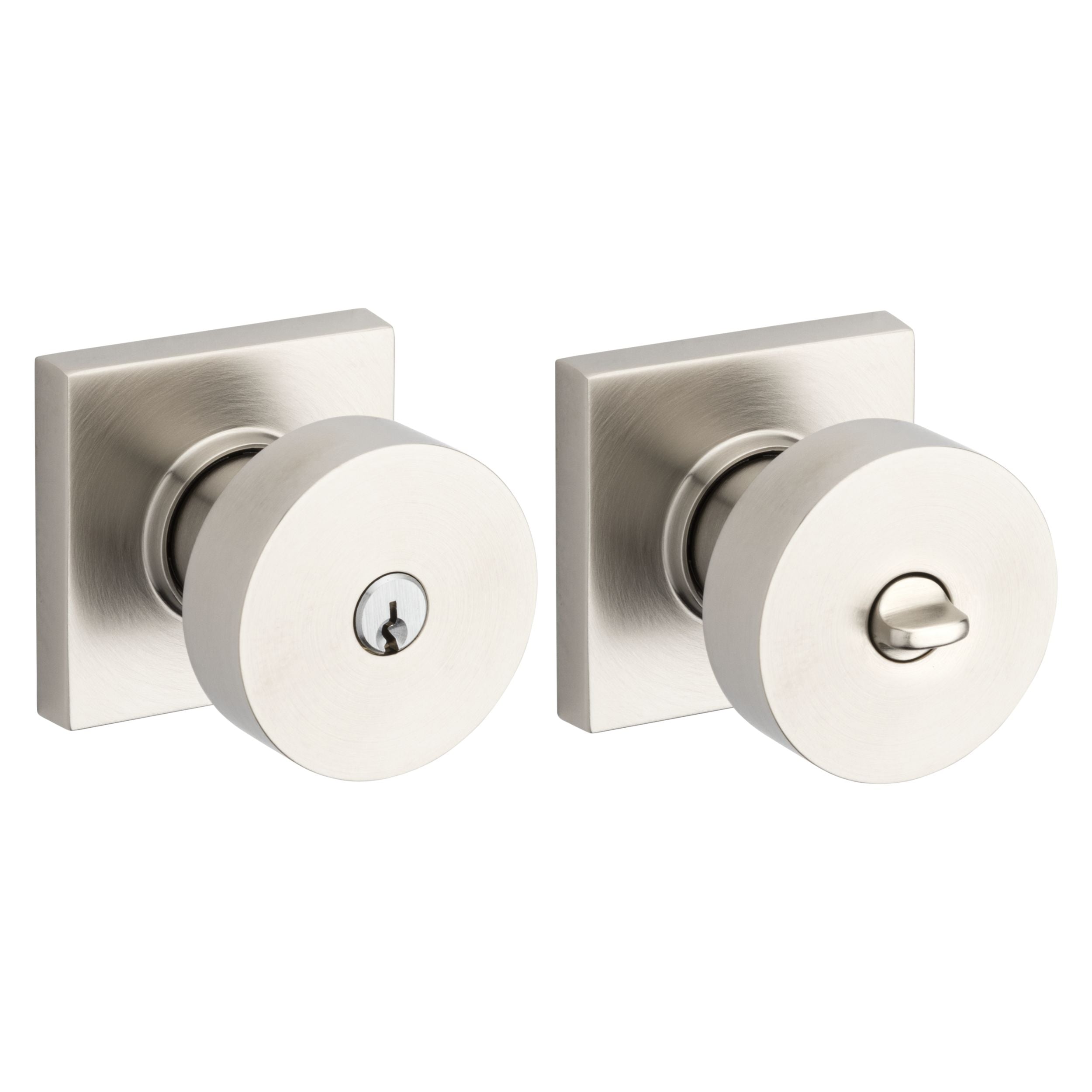 Baldwin - Estate Collection - Keyed Knobs & Levers - 5250 Minneapolis Keyed Door Knob w/ Square Rose (Pre-Configured)
