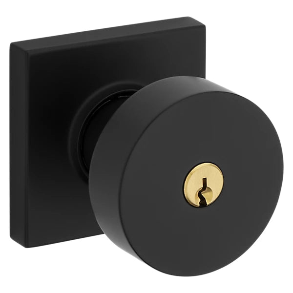Baldwin - Estate Collection - Keyed Knobs & Levers - 5250 Minneapolis Keyed Door Knob w/ Square Rose (Pre-Configured)