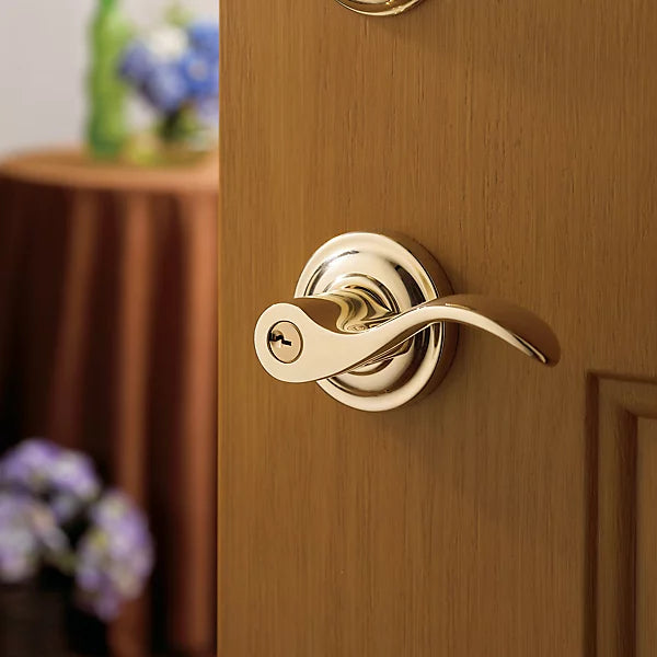 Baldwin - Estate Collection - Keyed Knobs & Levers - 5255 Wave Keyed Door Lever w/ Classic Rose (Pre-Configured)