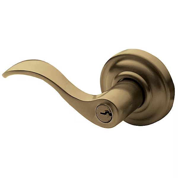 Baldwin - Estate Collection - Keyed Knobs & Levers - 5255 Wave Keyed Door Lever w/ Classic Rose (Pre-Configured)