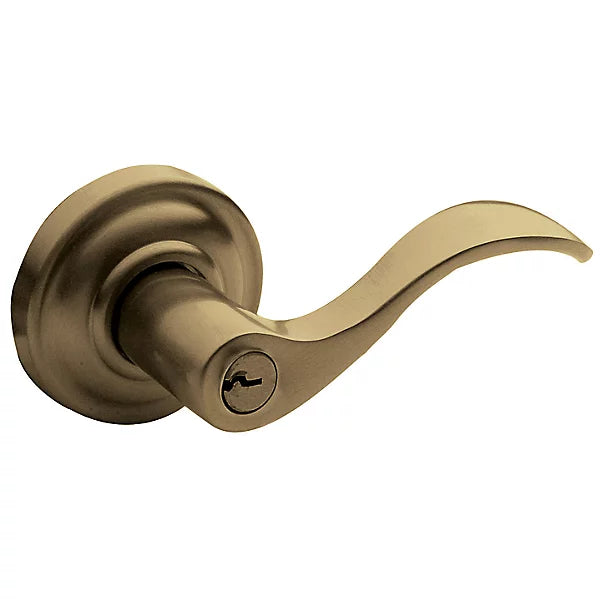 Baldwin - Estate Collection - Keyed Knobs & Levers - 5255 Wave Keyed Door Lever w/ Classic Rose (Pre-Configured)