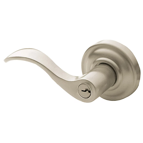 Baldwin - Estate Collection - Keyed Knobs & Levers - 5255 Wave Keyed Door Lever w/ Classic Rose (Pre-Configured)