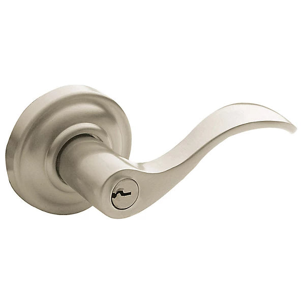 Baldwin - Estate Collection - Keyed Knobs & Levers - 5255 Wave Keyed Door Lever w/ Classic Rose (Pre-Configured)