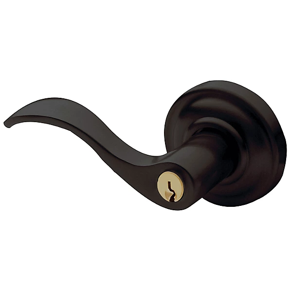 Baldwin - Estate Collection - Keyed Knobs & Levers - 5255 Wave Keyed Door Lever w/ Classic Rose (Pre-Configured)