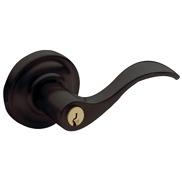 Baldwin - Estate Collection - Keyed Knobs & Levers - 5255 Wave Keyed Door Lever w/ Classic Rose (Pre-Configured)