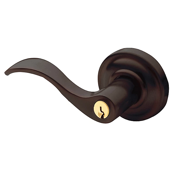 Baldwin - Estate Collection - Keyed Knobs & Levers - 5255 Wave Keyed Door Lever w/ Classic Rose (Pre-Configured)
