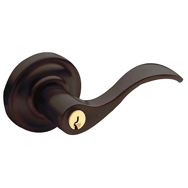 Baldwin - Estate Collection - Keyed Knobs & Levers - 5255 Wave Keyed Door Lever w/ Classic Rose (Pre-Configured)