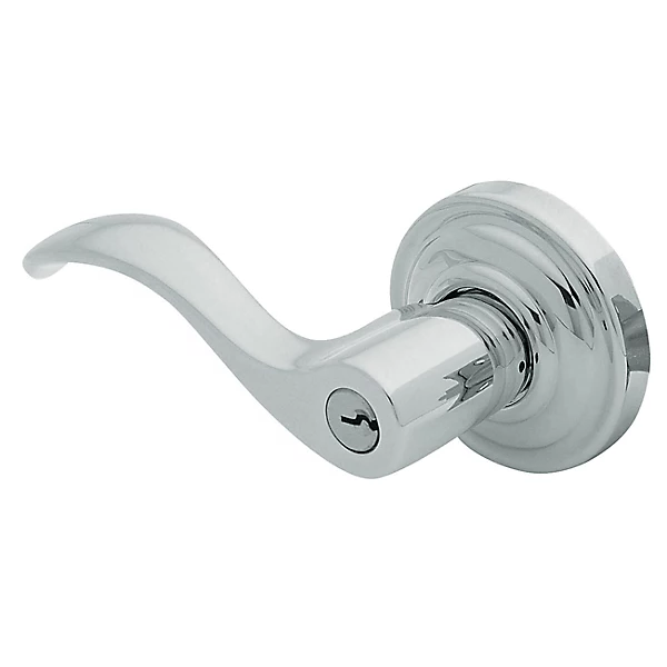 Baldwin - Estate Collection - Keyed Knobs & Levers - 5255 Wave Keyed Door Lever w/ Classic Rose (Pre-Configured)