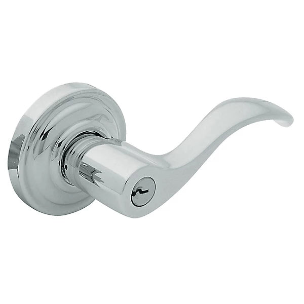 Baldwin - Estate Collection - Keyed Knobs & Levers - 5255 Wave Keyed Door Lever w/ Classic Rose (Pre-Configured)