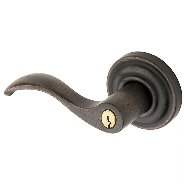 Baldwin - Estate Collection - Keyed Knobs & Levers - 5255 Wave Keyed Door Lever w/ Classic Rose (Pre-Configured)