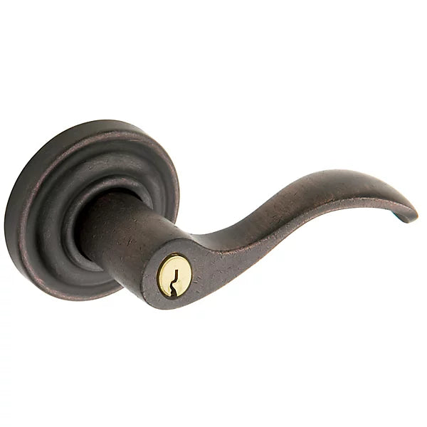 Baldwin - Estate Collection - Keyed Knobs & Levers - 5255 Wave Keyed Door Lever w/ Classic Rose (Pre-Configured)