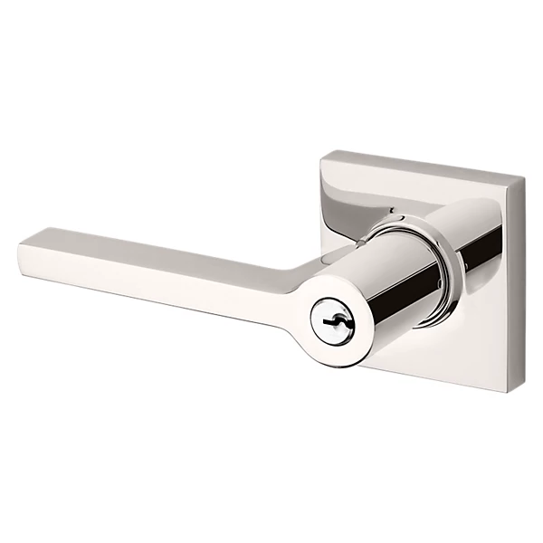 Baldwin - Estate Collection - Keyed Knobs & Levers - 5285 Minneapolis Keyed Door Lever w/ Square Rose (Pre-Configured)