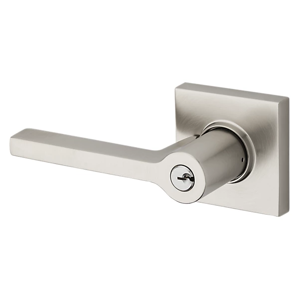 Baldwin - Estate Collection - Keyed Knobs & Levers - 5285 Minneapolis Keyed Door Lever w/ Square Rose (Pre-Configured)
