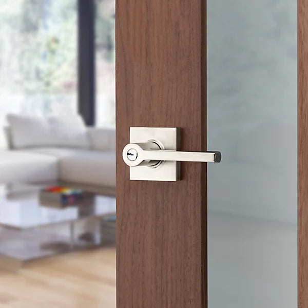 Baldwin - Estate Collection - Keyed Knobs & Levers - 5285 Minneapolis Keyed Door Lever w/ Square Rose (Pre-Configured)