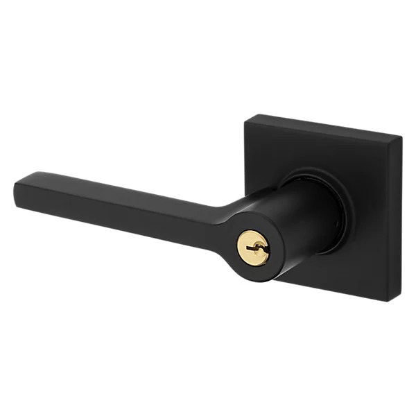 Baldwin - Estate Collection - Keyed Knobs & Levers - 5285 Minneapolis Keyed Door Lever w/ Square Rose (Pre-Configured)