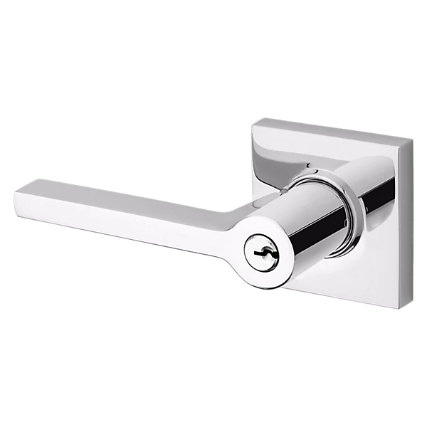 Baldwin - Estate Collection - Keyed Knobs & Levers - 5285 Minneapolis Keyed Door Lever w/ Square Rose (Pre-Configured)