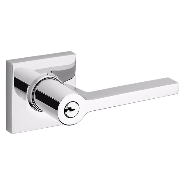 Baldwin - Estate Collection - Keyed Knobs & Levers - 5285 Minneapolis Keyed Door Lever w/ Square Rose (Pre-Configured)