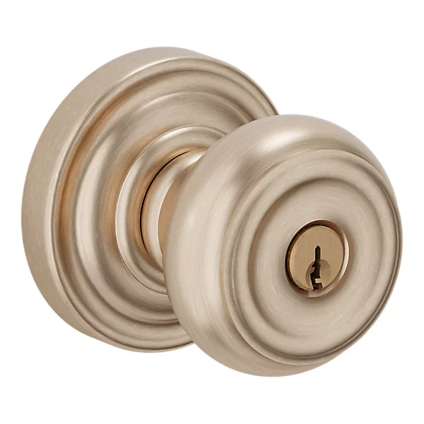 Baldwin - Estate Collection - Keyed Knobs & Levers - 5210 Colonial Keyed Door Knob w/ R030 Rose (Pre-Configured)