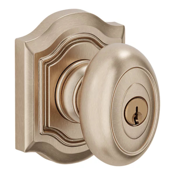 Baldwin - Estate Collection - Keyed Knobs & Levers - 5237 Bethpage Keyed Door Knob w/ Bethpage Rose (Pre-Configured)