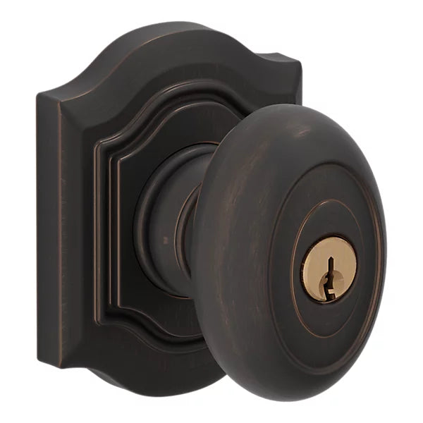 Baldwin - Estate Collection - Keyed Knobs & Levers - 5237 Bethpage Keyed Door Knob w/ Bethpage Rose (Pre-Configured)