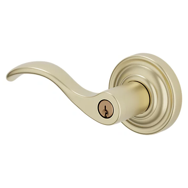 Baldwin - Estate Collection - Keyed Knobs & Levers - 5255 Wave Keyed Door Lever w/ Classic Rose (Pre-Configured)