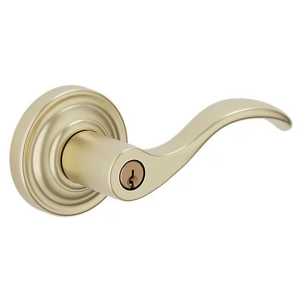 Baldwin - Estate Collection - Keyed Knobs & Levers - 5255 Wave Keyed Door Lever w/ Classic Rose (Pre-Configured)