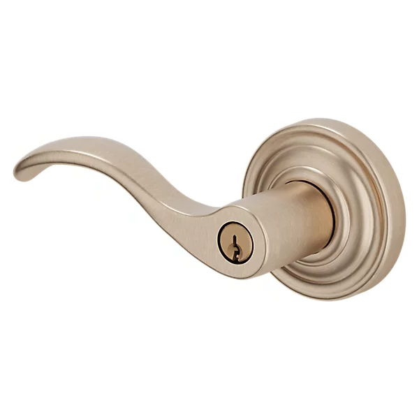 Baldwin - Estate Collection - Keyed Knobs & Levers - 5255 Wave Keyed Door Lever w/ Classic Rose (Pre-Configured)