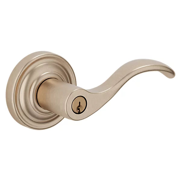 Baldwin - Estate Collection - Keyed Knobs & Levers - 5255 Wave Keyed Door Lever w/ Classic Rose (Pre-Configured)