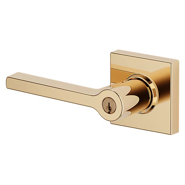 Baldwin - Estate Collection - Keyed Knobs & Levers - 5285 Minneapolis Keyed Door Lever w/ Square Rose (Pre-Configured)