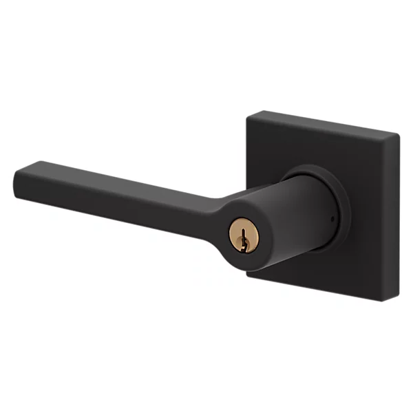 Baldwin - Estate Collection - Keyed Knobs & Levers - 5285 Minneapolis Keyed Door Lever w/ Square Rose (Pre-Configured)