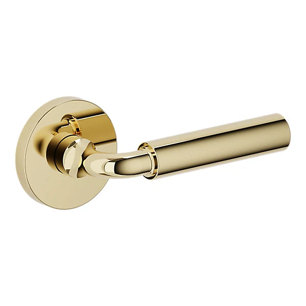 Baldwin - Estate Collection - Knobs & Levers - L031 Gramercy Curved Door Lever w/ 5046 Rose (Pre-Configured)