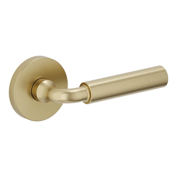 Baldwin - Estate Collection - Knobs & Levers - L031 Gramercy Curved Door Lever w/ 5046 Rose (Pre-Configured)
