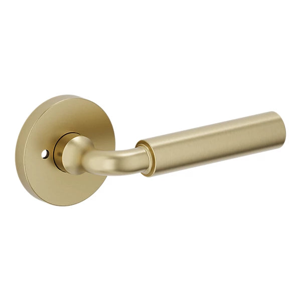 Baldwin - Estate Collection - Knobs & Levers - L031 Gramercy Curved Door Lever w/ 5046 Rose (Pre-Configured)