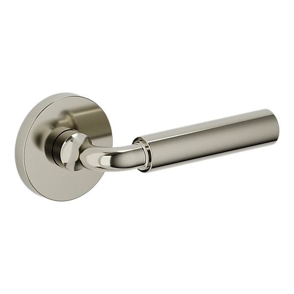 Baldwin - Estate Collection - Knobs & Levers - L031 Gramercy Curved Door Lever w/ 5046 Rose (Pre-Configured)