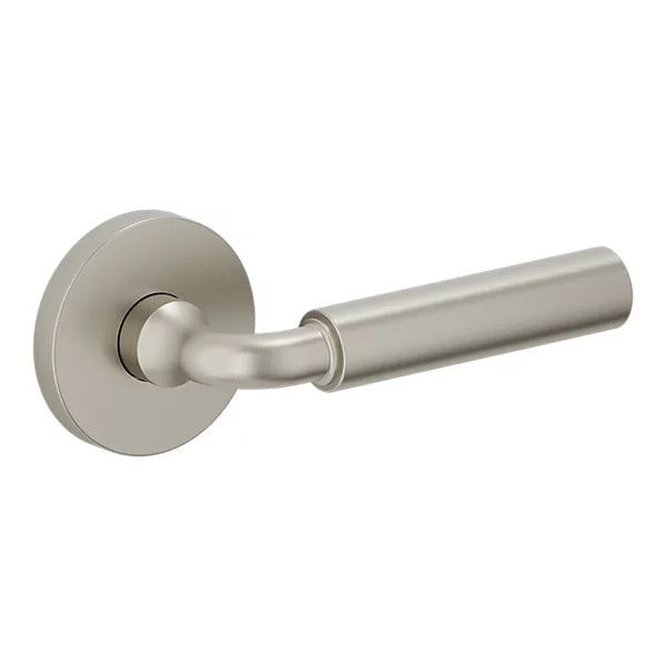 Baldwin - Estate Collection - Knobs & Levers - L031 Gramercy Curved Door Lever w/ 5046 Rose (Pre-Configured)